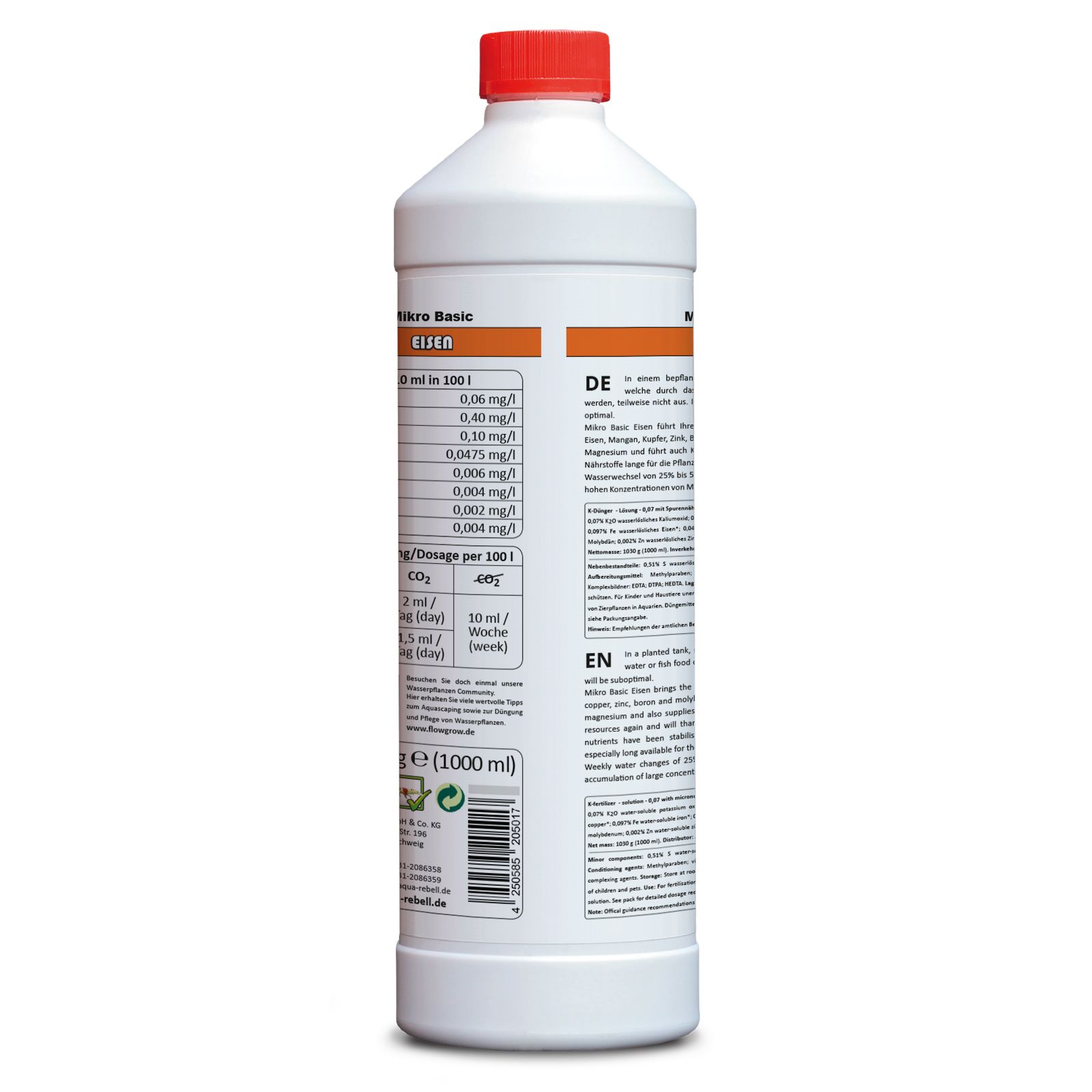 Aqua Rebell - Mikro Basic - Eisen - 1.000 ml - back view