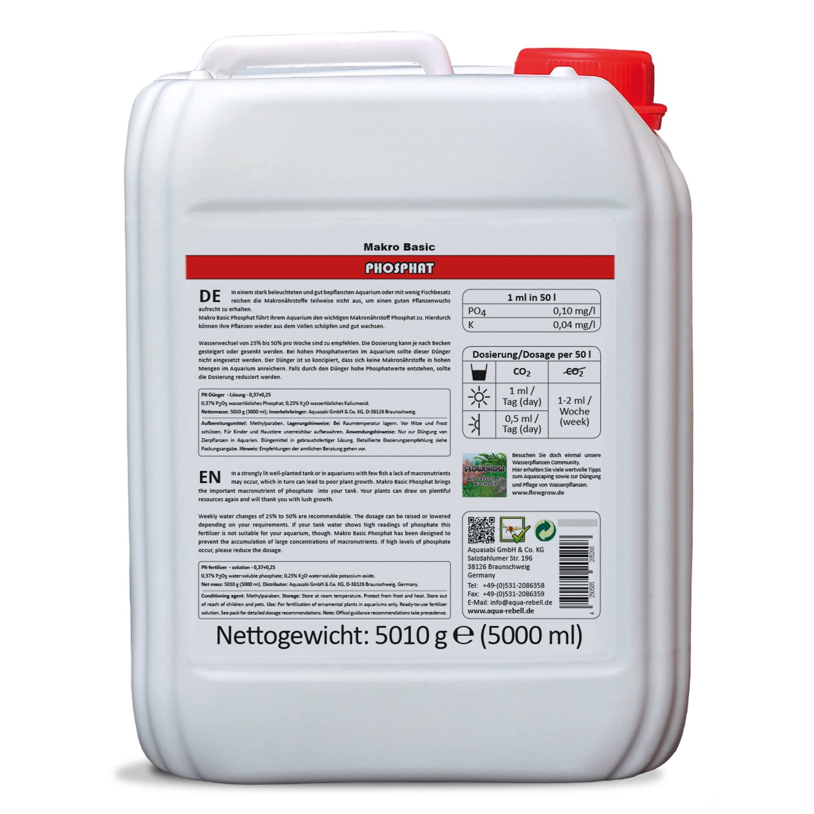 Aqua Rebell - Makro Basic - Phosphat - 5.000 ml - back view
